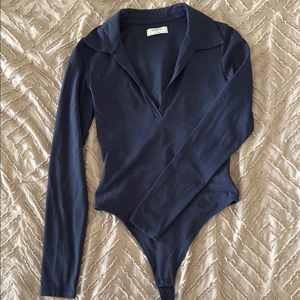 Aritzia Navy Long Sleeve Bodysuit